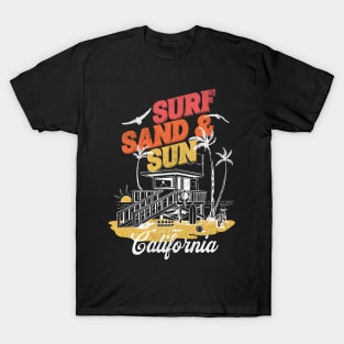 Surf, Sand and Sun California Beach T-Shirt